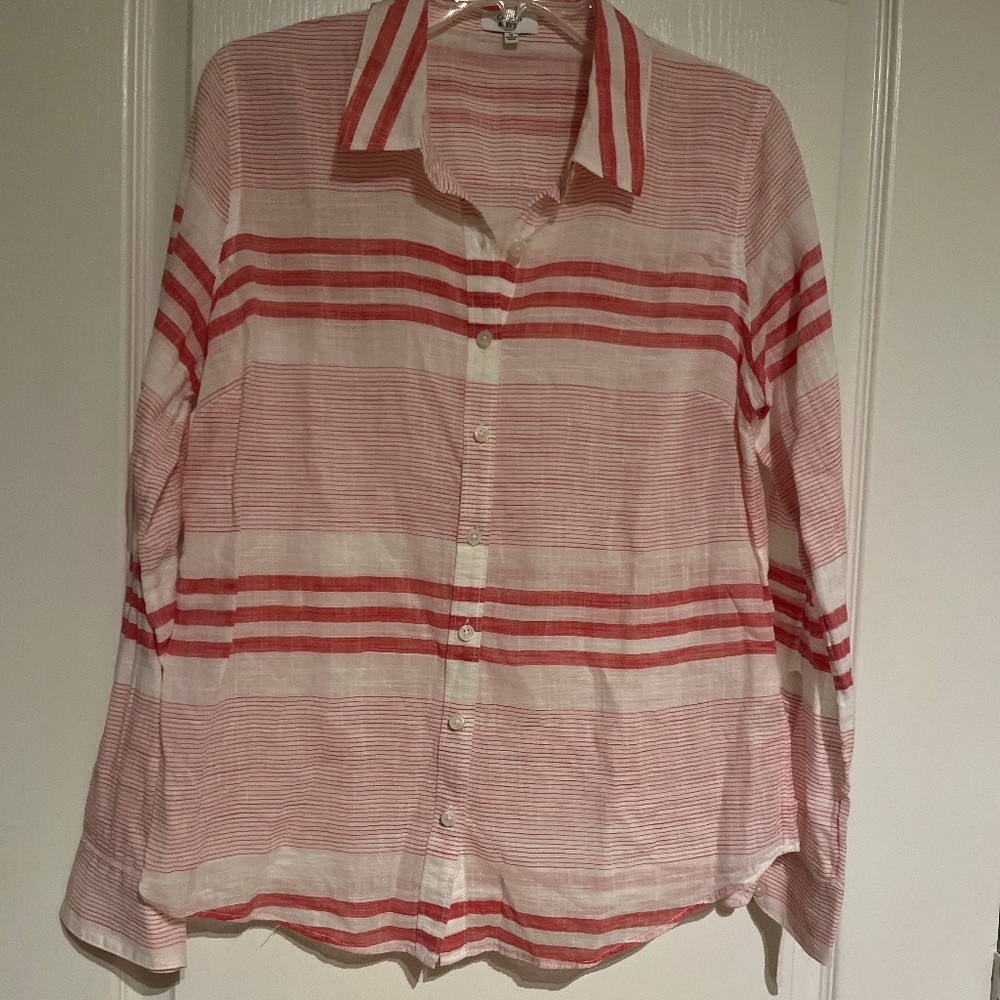 Crown & Ivy Pink Striped Blouse, size Medium